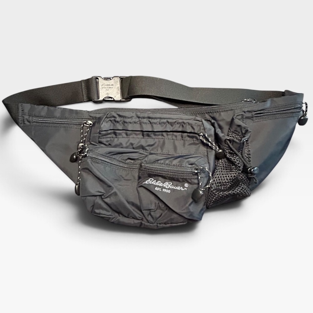 Eddie Bauer Unisex Gray Nylon Multi Pocket Waist Pack Fanny Pack Hiking Bag
